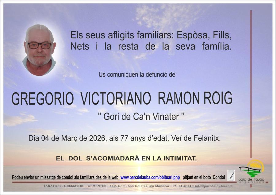 GREGORIO VICTORIANO RAMON ROIG