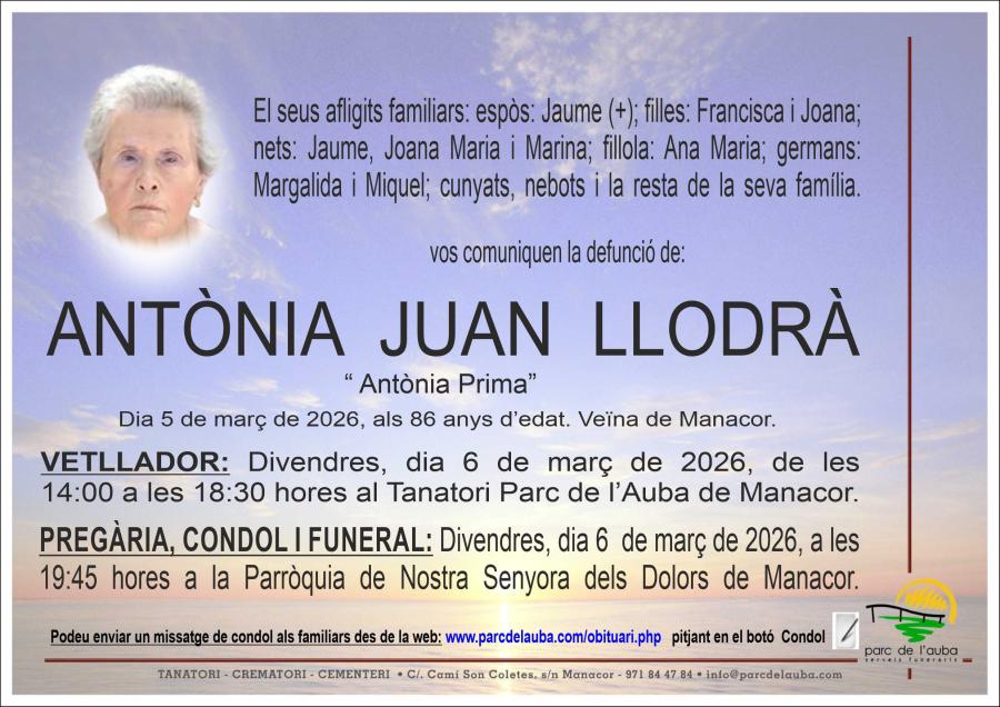ANTÃ'NIA JUAN LLODRÀ
