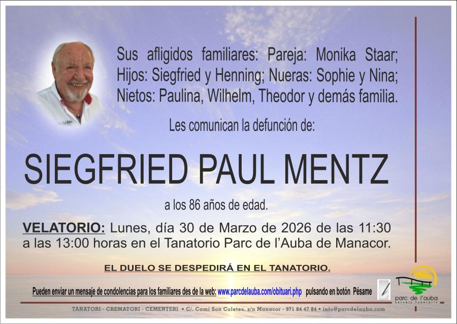 SIEGFRIED PAUL MENTZ