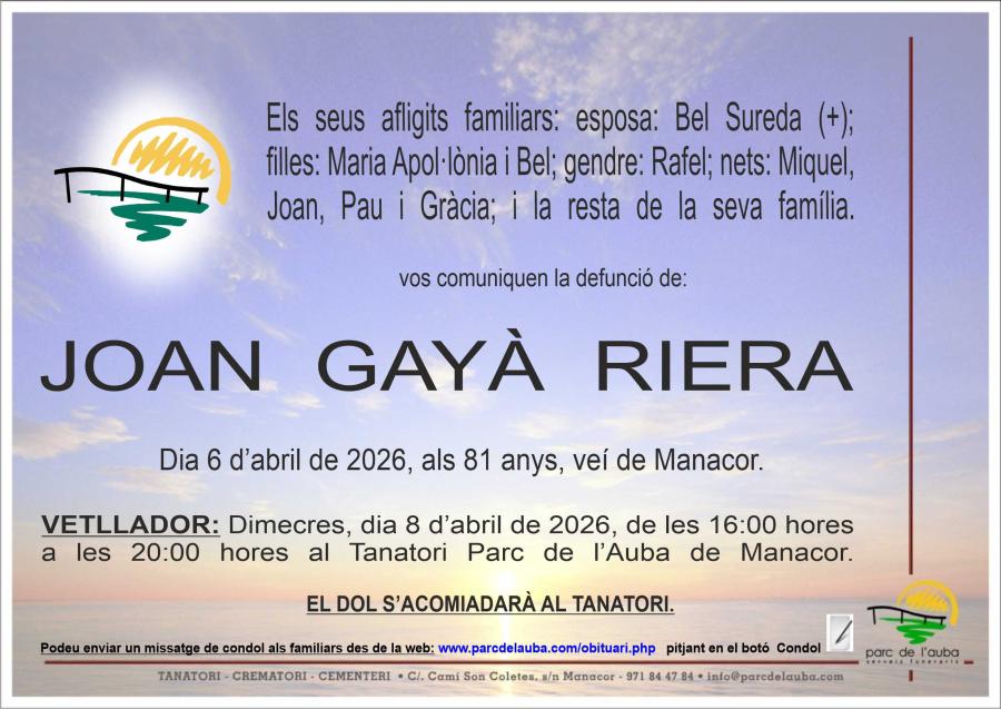 JOAN GAYÀ RIERA