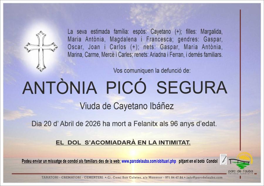ANTÃ'NIA PICÓ SEGURA