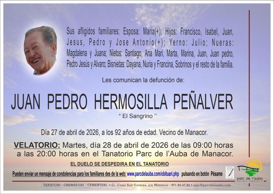 JUAN PEDRO  HERMOSILLA PEÑALVER