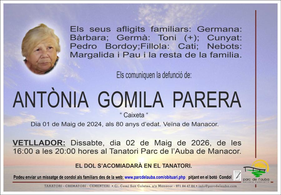 ANTÃ'NIA  GOMILA PARERA