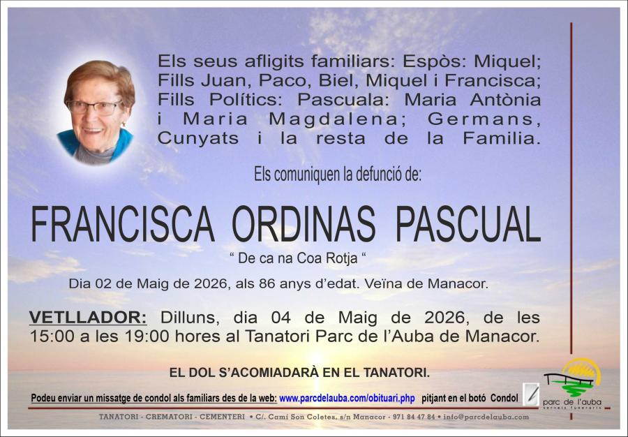 FRANCISCA  ORDINAS PASCUAL