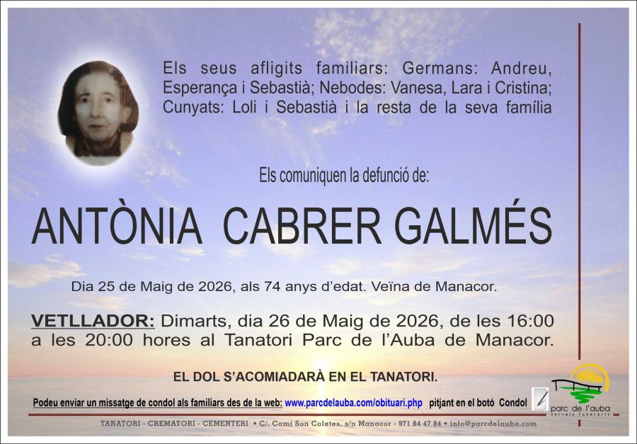ANTÃ'NIA CABRER GALMÉS