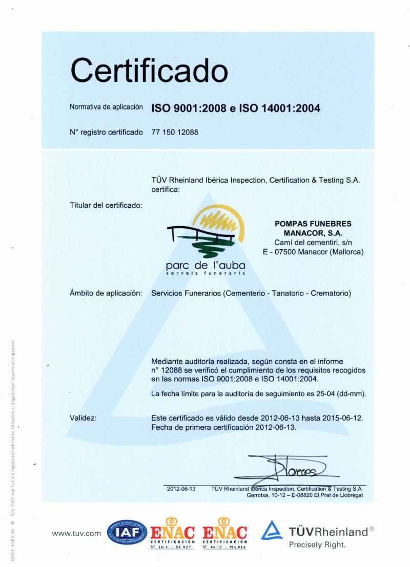 CERTIFICADO ISO 9001 Y 14001
