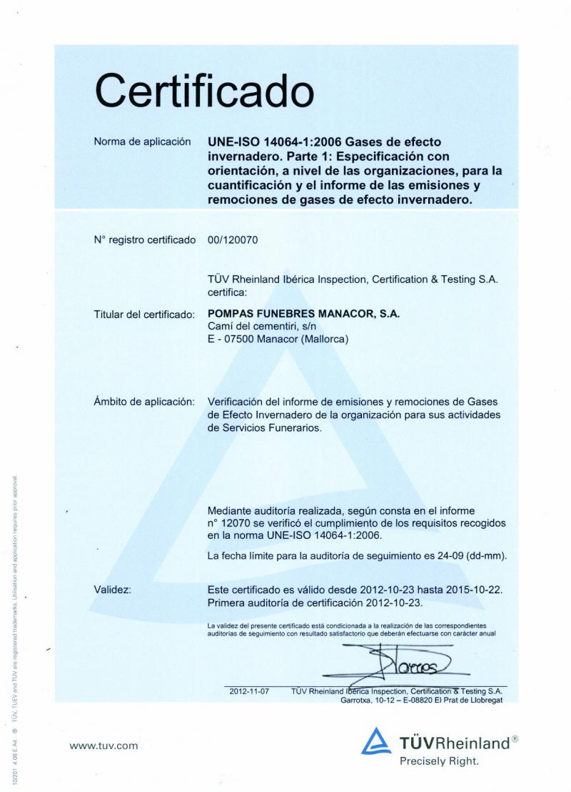 CERTIFICADO ISO 14064-1:2006